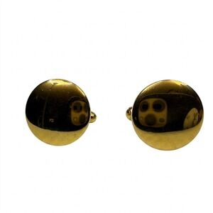 Classic Minimalist Gold Tone Domed Cufflinks Mens Formal Dress Shirt Accessories